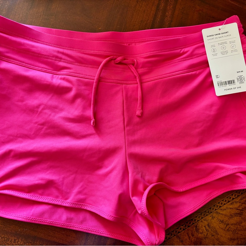 Athleta Surge Swim Shorts in Bright Pink
